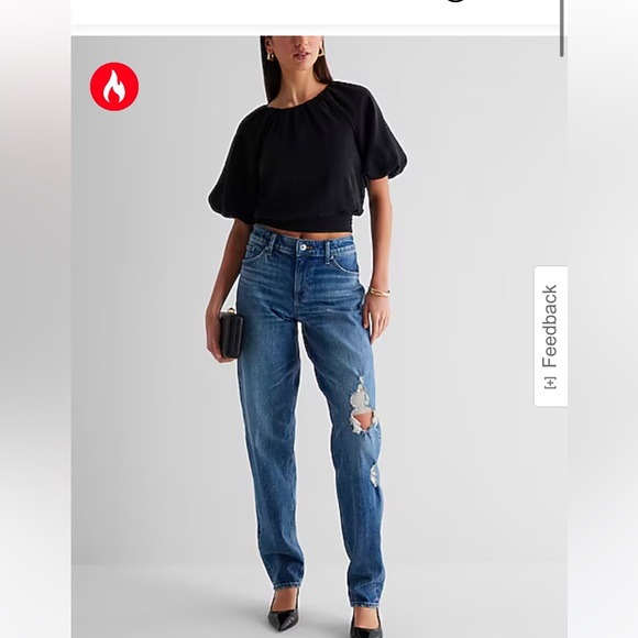 Large Express Gathered Neck Puff Sleeve Banded Bottom Top new - Picture 5 of 6